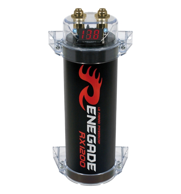 Renegade Powerkondensator 1.2F m. display, Sort