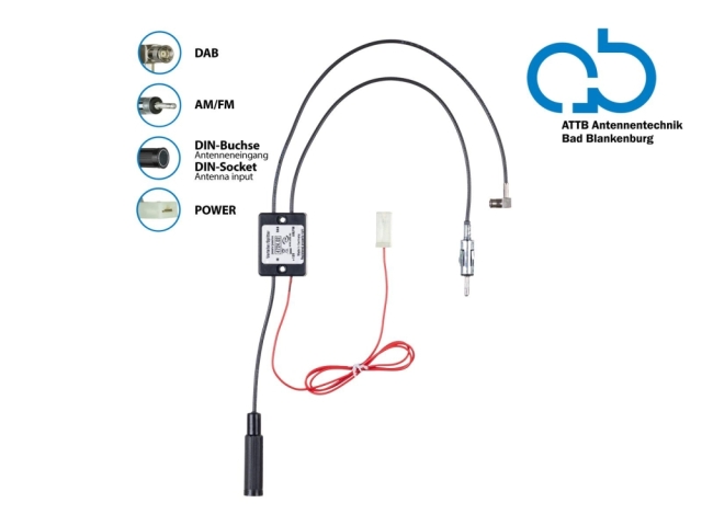 Antennesplitter AM/FM DAB+, DIN/SMB