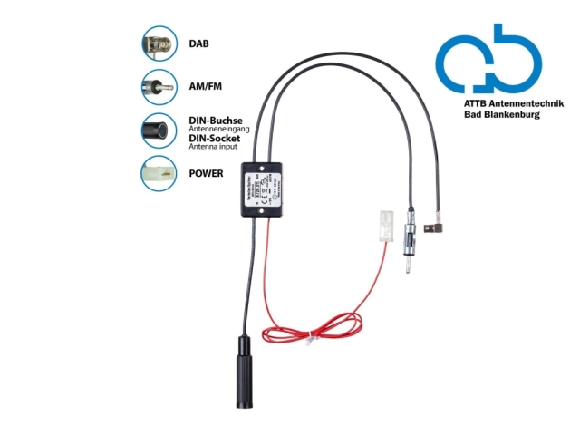 Antennesplitter AM/FM DAB+, DIN(f)>DIN(m)/SMB(f)