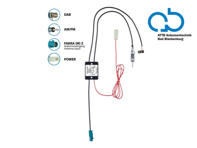 Antennesplitter AM/FM DAB+, Fakra-DIN-SMB