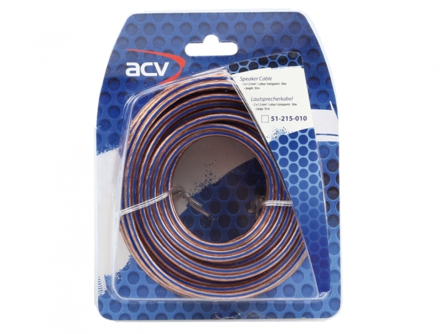 ACV højttalerkabel 2x1.5mm² 10m, transparent blå