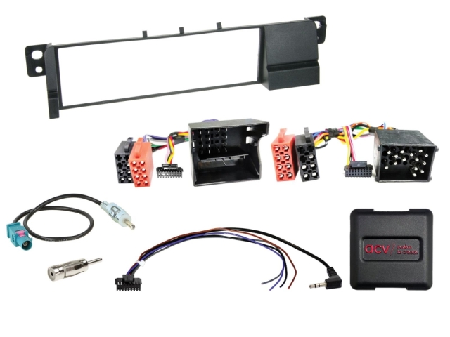 1DIN Radiokit BMW 3-serie E46, Ratbetjening/antenneadapter