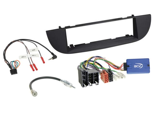1DIN Radioramme Fiat 500 sort 2007-2015