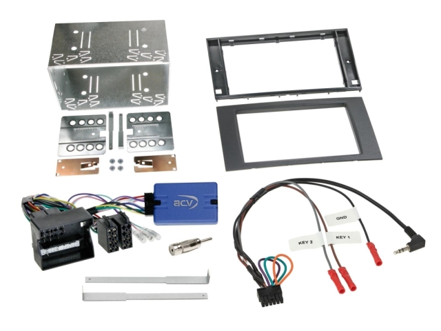 2DIN Radiokit Ford sort SWC/CAN Bus/antenne