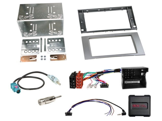 2DIN Radiokit Ford sølv SWC/CAN Bus/antenneadapter