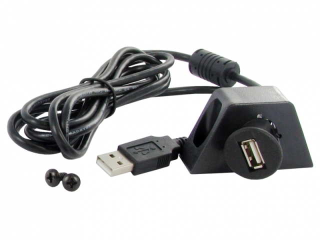 AUX-kabel - USB-forlænger med montering i instrumentbræt