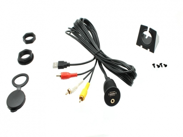 AUX-kabel - 3.5 mm AUX & USB-tilslutning til RCA/USB