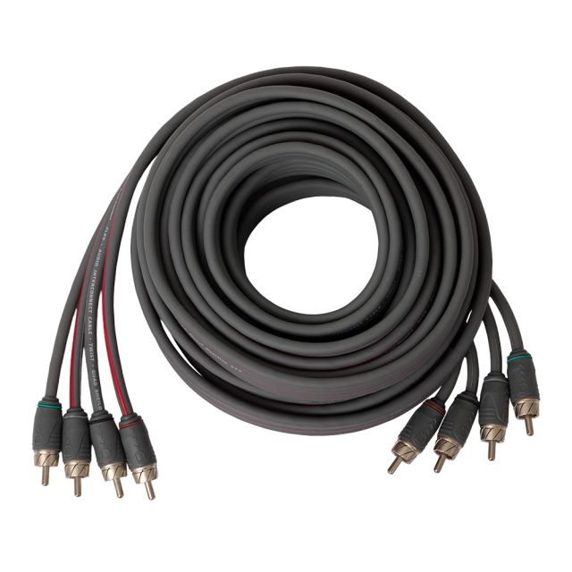 Auto-Connect twisted 4-kanals RCA-kabel 5.5 meter, Level 2