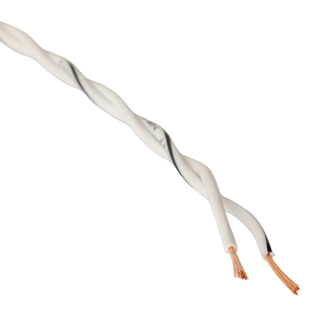 Auto-Connect twisted højttalerkabel 2x0.8 mm² hvid, pris pr. meter