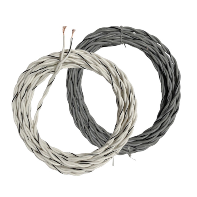 Auto-Connect tvundet højtalerledning 2x1.0mm² grå og hvid