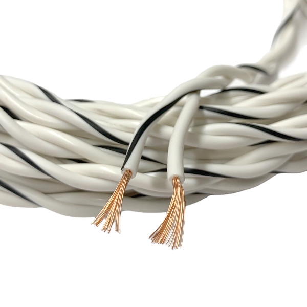 Auto-Connect tvundet højtalerkabel 2x1.0mm² hvid