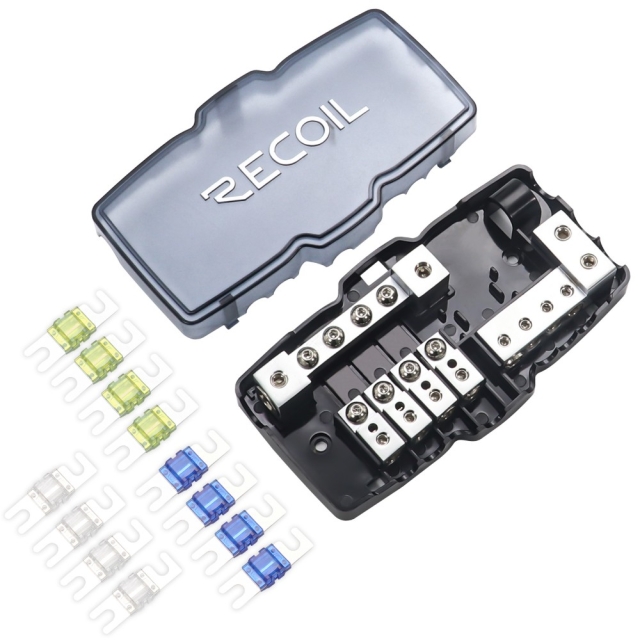 Recoil MPG4 Mini-ANL sikringsholder + jordblok 2x50mm² til 4x20mm²