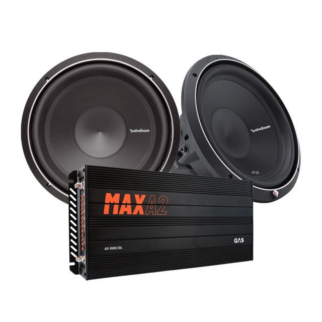 2-pakke Rockford Fosgate Punch P2D412 & GAS MAX A2-1500.1DL