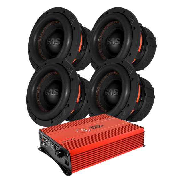 4-pak GAS MAX S1-8D1 & Bass Habit SPL ELITE 5100.1DF