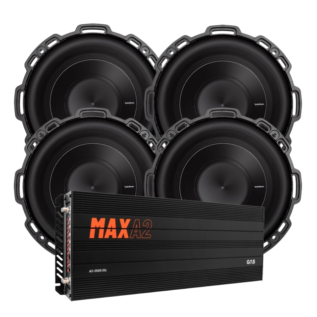 4-pak Rockford Fosgate P2D48 & GAS MAX A2-2500.1DL