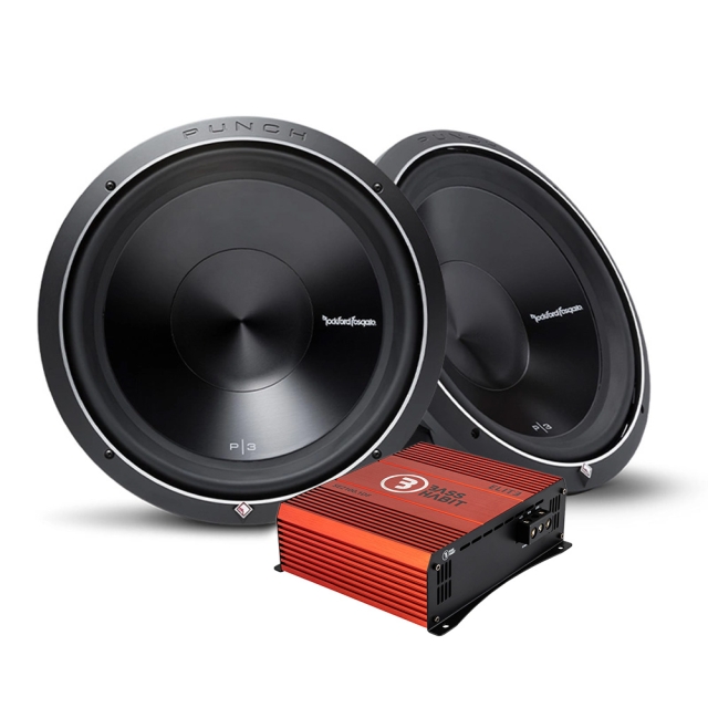 2-pak Rockford Fosgate Punch P3D412 & Bass Habit SPL ELITE 2100.1DF
