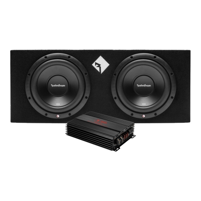 Rockford Fosgate R2-2X10 og Bass Habit RA2000W