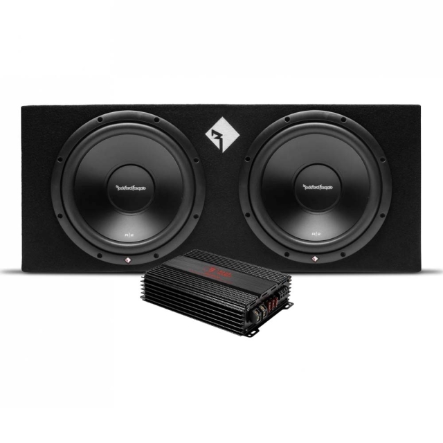 Rockford Fosgate R2-2X12 og Bass Habit RA2000W